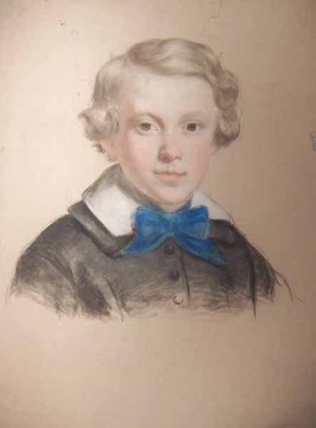 Head and Shoulders of a Boy Wearing a Blue Neck-Tie